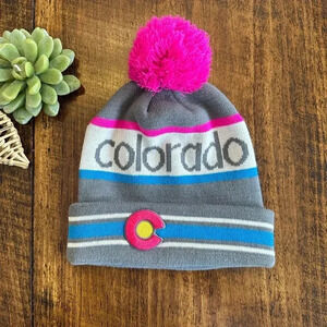 Colorado Limited | Winter Beanie with Hot Pink Pom Pom